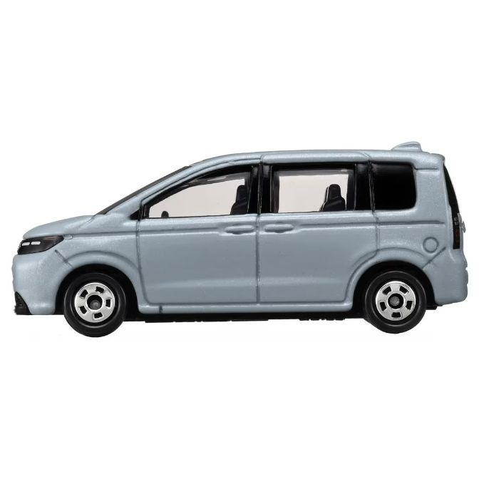  Silver toy minivan with black wheels and tinted windows.